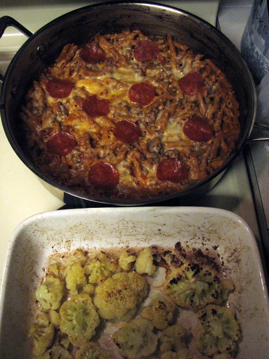 Pizza Pasta & Roasted Cauliflower