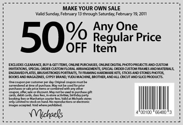 Michaels Coupons – 50% off & more