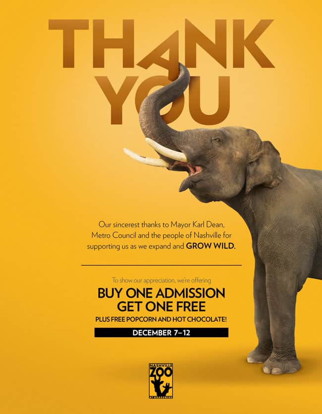 Nashville Zoo Deal: Buy One Get One Free