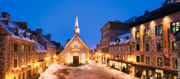 Quebec Region of Canada at night