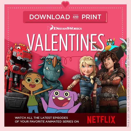 Free DreamWorks Valentines Printables