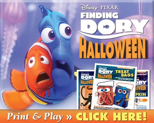 Disney’s Finding Dory Free Activity Sheets- Halloween