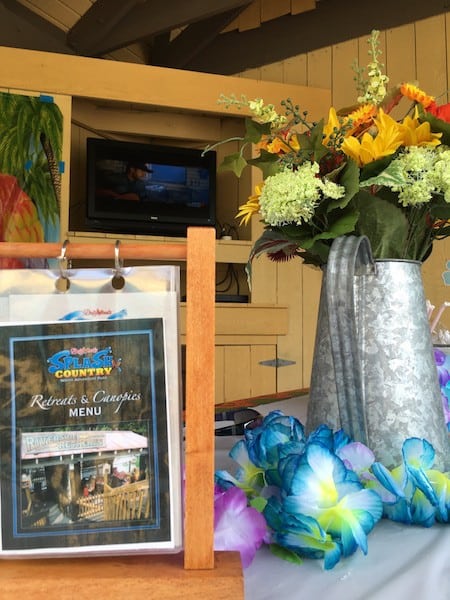 Dollywood's Splash Country retreat menu