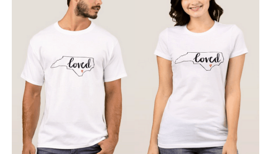 I Love North Carolina Tshirts with Heart