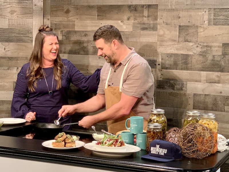 Laughing with Chef Brian Riggenbach making Don't Worry Brie Happy on The Sami Cone Show