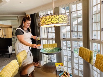 oprland parlor suite dining table with snacks