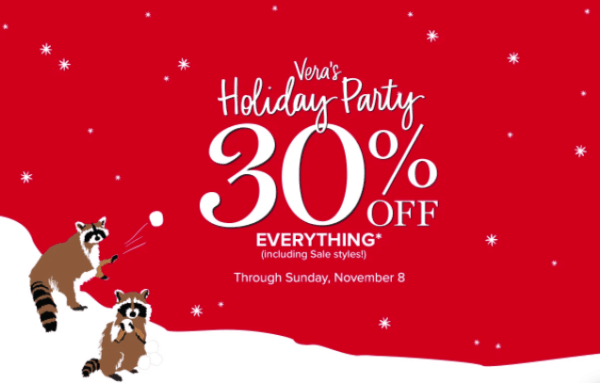 vera bradley holiday party 30% off everything